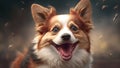 Adorable cute happy alive dog realistic graphic illustration background