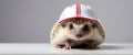 Adorable cute hedgehog with blank baseball cap isolated on white background, animals and wildlife wallpaper, Royalty Free Stock Photo