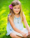 Adorable cute little girl reading book Royalty Free Stock Photo