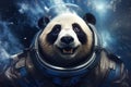 Adorable Cute panda astronaut in cosmonautic equipment. Generate ai