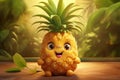 Adorable Cute pineapple character. Generate Ai