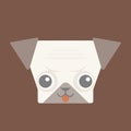 Adorable Cute Pug Flat Design On Brown Background