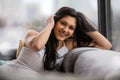 Adorable, cute, warm, friendly, sincere and likable south asian Indian young woman lifestyle home living Royalty Free Stock Photo