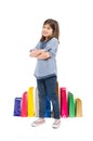 Adorable, cute, young and satisfied shopping girl Royalty Free Stock Photo