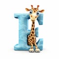 Adorable 3d Animated Giraffe With Letter E - Subtle Tonal Values