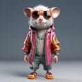Adorable 3d Cartoon Opossum In Trendy Urban Outfit Design Concept