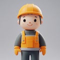 Adorable 3D Construction Worker Icon with Minimalist Design for Industry Projects Royalty Free Stock Photo
