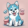 Adorable Husky puppy illustration in charming pose