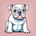 Adorable 2D illustration of Bulldog puppy in playful pose