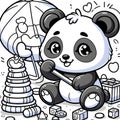 Adorable 3D Panda: Coloring Page Adventure