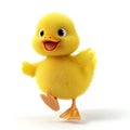 Adorable 3D Render of a Fluffy Yellow Duckling Taking its First Steps Royalty Free Stock Photo