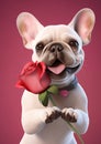 3d smile French bulldog puppy valentine day Royalty Free Stock Photo