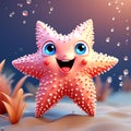 adorable 3D style starfish crafted with generative AI - a whimsical and vibrant underwater creation