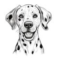 Adorable Dalmatian Face Hand-Drawn Clipart Image for Coloring Book on White Background AI Generated