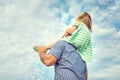 Adorable daughter and father portrait, future concept Royalty Free Stock Photo