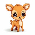 Adorable Deer Plush Toy With Button Eyes - Vector Contour Style