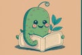 A adorable digital representation of a worm reading a book Royalty Free Stock Photo