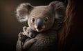 A koala bear carrying a cute baby with bonding, generative AI