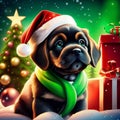 Adorable Dog at Christmas. AI generated Royalty Free Stock Photo