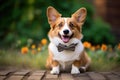 Adorable Dog In A Dapper Bowtie And Suspenders For A Classic Look Accessorize Your Dog, Dapper Bowti Royalty Free Stock Photo