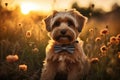 Adorable Dog In A Dapper Bowtie And Suspenders For A Classic Look Royalty Free Stock Photo