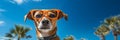 Adorable dog wearing stylish sunglasses, creating the ultimate vacation mood with space for captions Royalty Free Stock Photo