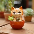 Adorable Doll Cat In A Pot: A Meticulously Designed Kawaii Charm