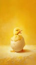 Adorable Duckling Emerging From Egg on Yellow Background Royalty Free Stock Photo