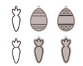 Adorable Easter basket name tags. Laser wood cutting template. Layered paper decoration. Print, cut out, glue. Egg hunt for