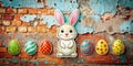 Adorable Easter Bunny and Egg Stickers for Planners and Scrapbooking Urban Exploration Theme Decor Royalty Free Stock Photo