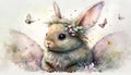 Adorable Easter Bunny in Fairy Style. AI Generative Illustration.