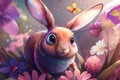 Adorable Easter Bunny in Fairy Style. AI Generative Illustration.