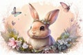 Adorable Easter Bunny in Fairy Style. AI Generative Illustration.