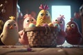 Adorable Easter Chicks with Basket of Eggs Royalty Free Stock Photo