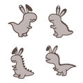 Adorable Easter dino basket name tags. Laser wood cutting template. Layered paper decoration. Print, cut out, glue. Egg hunt for