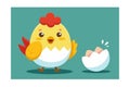 Cute Chick Near Cracked Easter Egg Shell Drawing Royalty Free Stock Photo