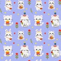 Adorable Easter Kitty Pattern with Baskets and Bunny Ears Royalty Free Stock Photo