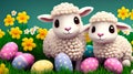 Adorable Easter lamb among Easter eggs Generated Image Royalty Free Stock Photo