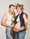 Adorable Eccentric Pregnant Couple Royalty Free Stock Photo