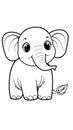 Adorable elephant on a white background, coloring page Royalty Free Stock Photo