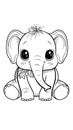 Adorable elephant on a white background, coloring page Royalty Free Stock Photo