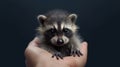 Adorable Encounter: Baby Raccoon Perched on a Hand