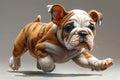 Adorable English Bulldog Puppy in Mid Stride with Wrinkled Skin and Expressive Face Perfect for Pet Lovers and Animal Themed