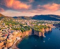 Adorable evening view from flying drone of Agropoli port.