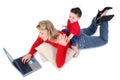 Adorable Family Moment With Mother and Son at the Laptop Royalty Free Stock Photo