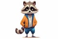 Adorable Fashionable Raccoon. Generative AI