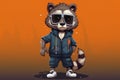 Adorable Fashionable Raccoon. Generative AI