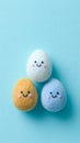 Cute Colorful Egg Characters on a Soft Blue Background Royalty Free Stock Photo