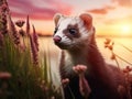 Adorable Ferret Frolics in Fresh Green Grass: An Intimate Glimpse into the Charming Wildlife