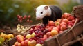 Adorable Ferret Harvesting Sweet Potatoes in Calm Autumn AI Generated